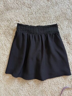 NAF NAF Black A-line skirt with stretchy eyelet waistband